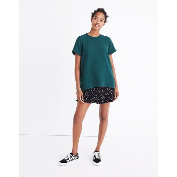 Madewell Tailored High - Low Tee in Emerald Green - Size Small - Picture 1 of 7